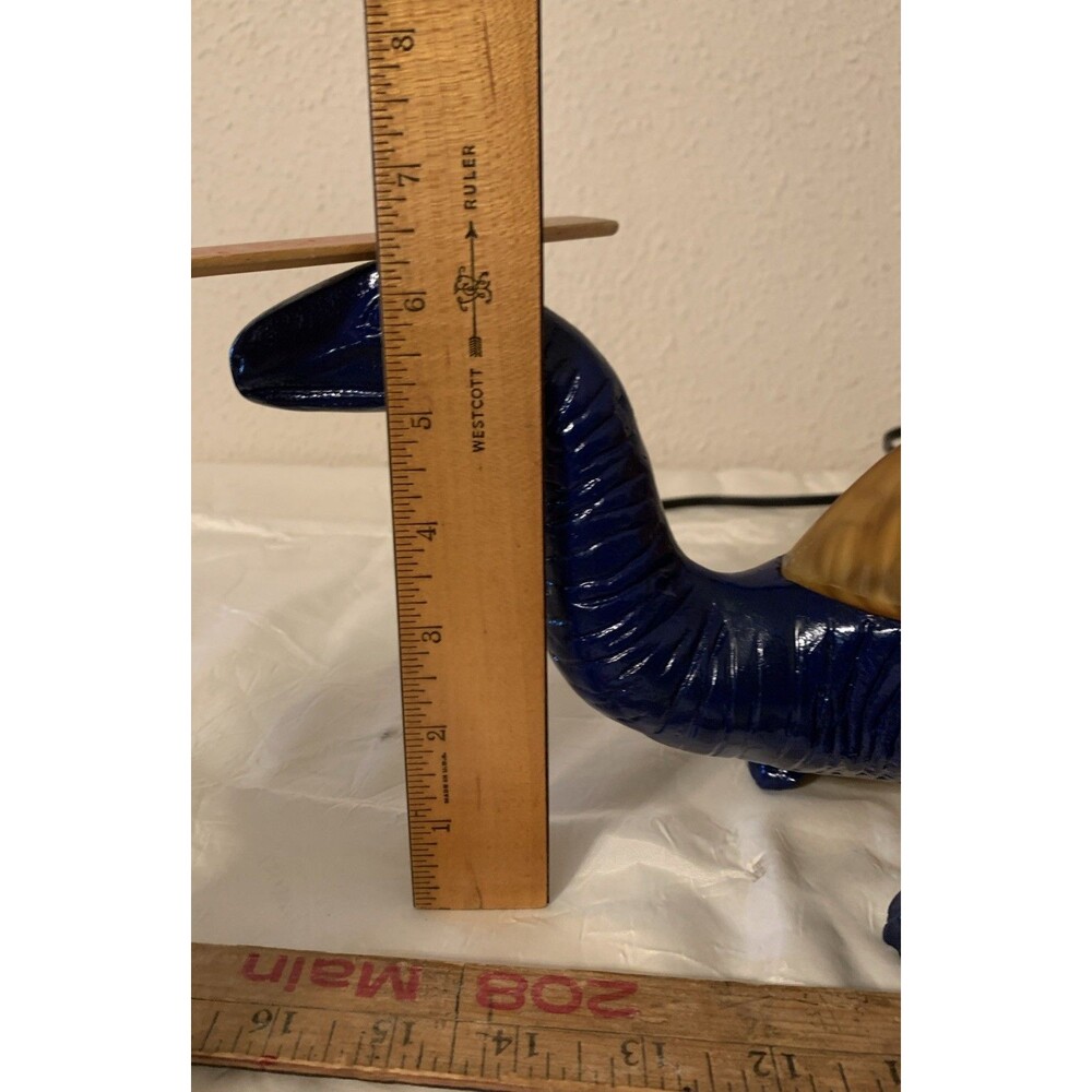 Vintage Blue Dinosaur Lamp Glass Shell Cast Metal Nightlight READ - Picture 4 of 16